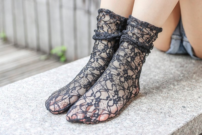 Unni elegant hollow lace push socks-net socks lace socks socks socks shoes socks - Socks - Polyester Black