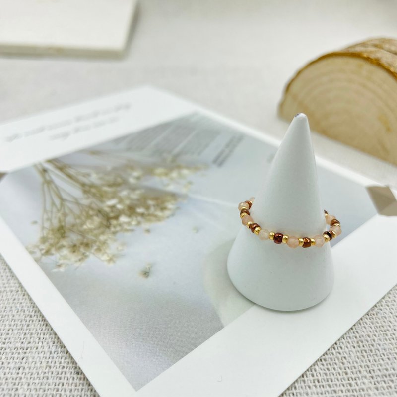 To ~ My Love Natural Stone Bead Ring Temperament Extra Points - แหวนทั่วไป - เครื่องประดับพลอย สึชมพู