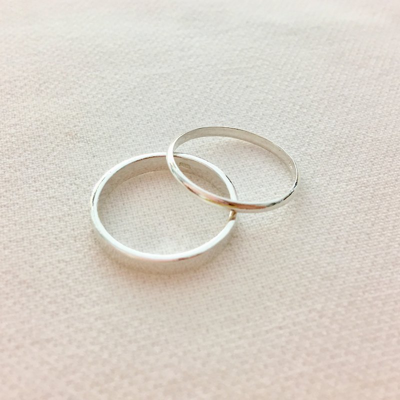Simple and not Laozhiban plain silver ring ring two groups of electroless anti-allergy attached silver polishing cloth - Couples' Rings - Other Metals Silver