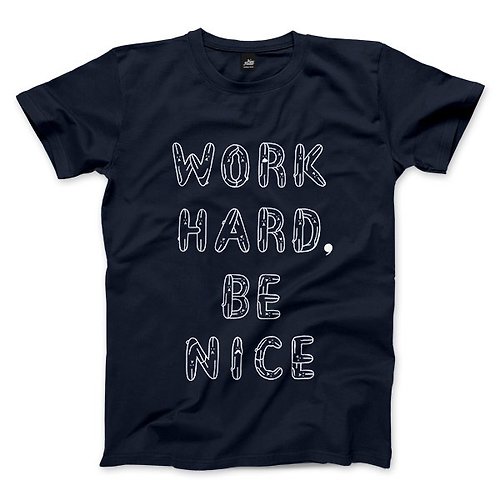 ViewFinder WORK HARD, BE NICE - 藏青 - 中性版T恤