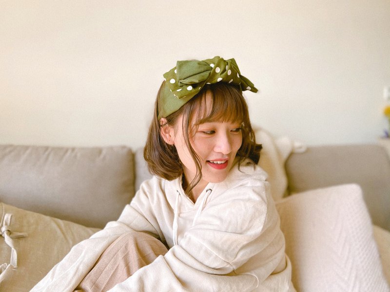 Matcha Sweet Matcha Green Double Big Butterfly Twist Hairband ggoomstudio - ที่คาดผม - ผ้าฝ้าย/ผ้าลินิน สีเขียว