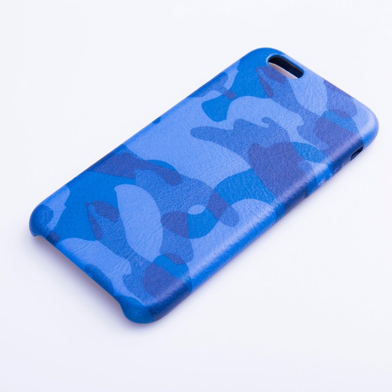 AOORTI :: Apple iPhone 6/6s 4.7-inch Handmade Leather Phone Case-Blue Camouflage - เคส/ซองมือถือ - กระดาษ สีน้ำเงิน