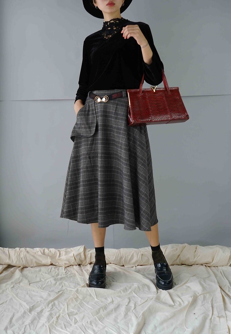 Design hand made - dark gray Glenn grain bag cover wool eight-point dress - Skirts - Polyester Gray
