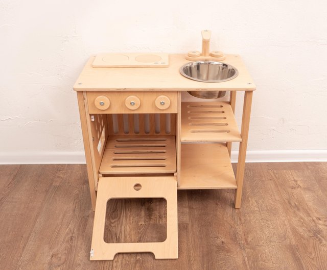 Montessori-Inspired Wooden Kids' Toy Kitchen - Shop WoodAndHearts Kids' Toys  - Pinkoi