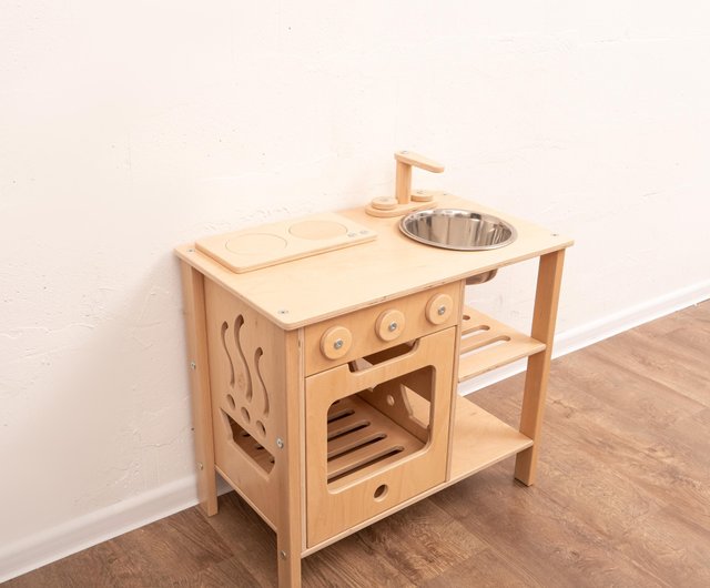 Montessori-Inspired Wooden Kids' Toy Kitchen - Shop WoodAndHearts Kids' Toys  - Pinkoi