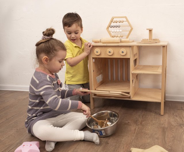 Montessori-Inspired Wooden Kids' Toy Kitchen - Shop WoodAndHearts Kids' Toys  - Pinkoi