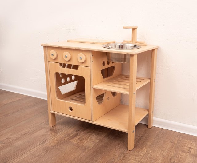 Montessori-Inspired Wooden Kids' Toy Kitchen - Shop WoodAndHearts Kids' Toys  - Pinkoi