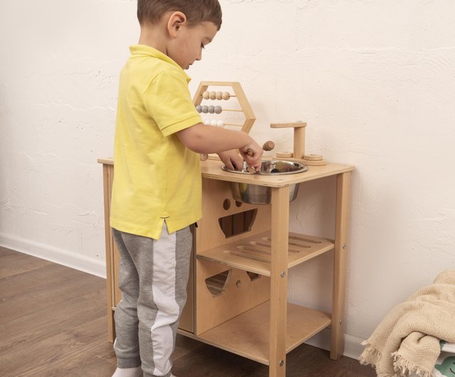 Montessori-Inspired Wooden Kids' Toy Kitchen - Shop WoodAndHearts Kids' Toys  - Pinkoi