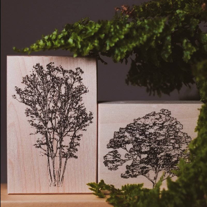 [With Trees] in1 Original Notebook Retro Stamp Tree Plant Landscape Collage Material Maple Seal - ตราปั๊ม/สแตมป์/หมึก - ไม้ 