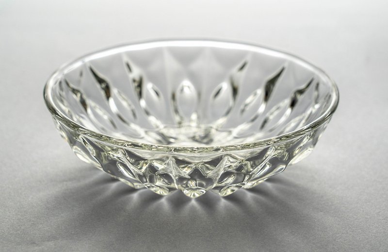 日本製 佐佐木硝子 14公分沙拉點心碗 老玻璃 未使用 台灣免運 - 盤子/餐盤/盤架 - 玻璃 透明