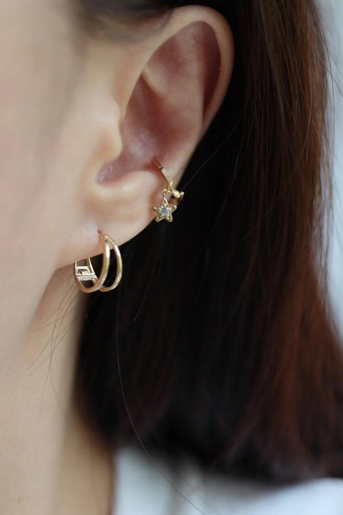 CHARIS GRACE 14K Tint Double Cycle Earring 簡約雙環耳扣耳環(內徑11mm)