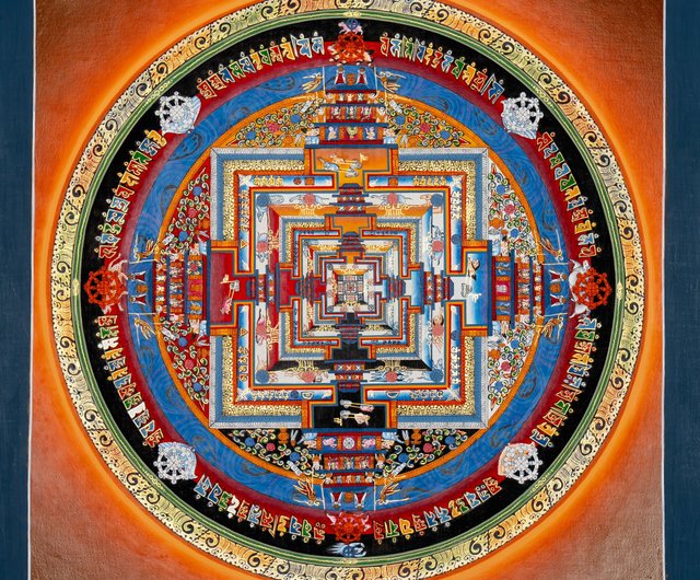 絵画　マンダラ　チャクラ カラチャクラ・マンダラのタンカ絵画は、瞑想の実践のための完璧な