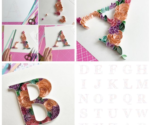 Set of patterns  Quilling templates with Alphabet A-Z - Inspire