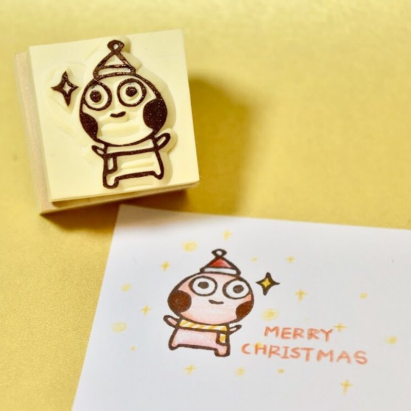 【聖誕節限定】聖誕小球人 手工橡皮印章 - 印章/印台 - 橡膠 金色