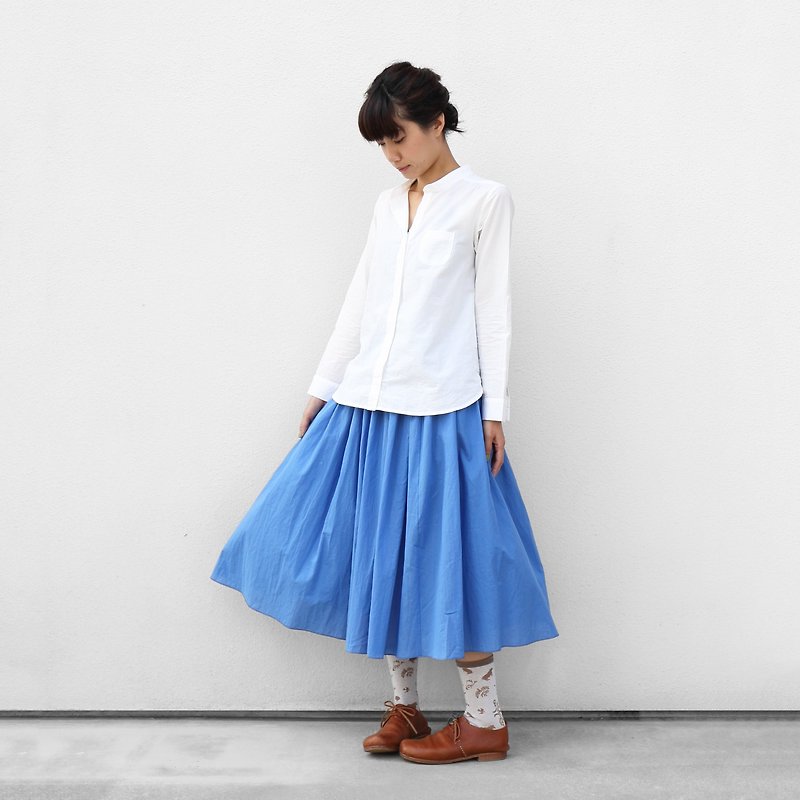 Loose cotton skirt [Blue] - Skirts - Cotton & Hemp Blue