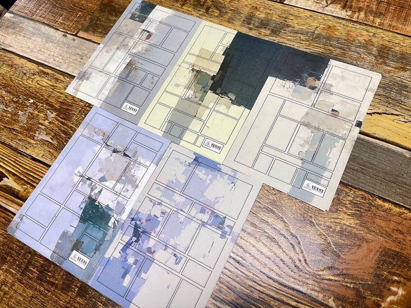 (PAPER STICKER SINGLE PACK) cracked wall 5types 10pcs SET - 貼紙 - 紙 多色