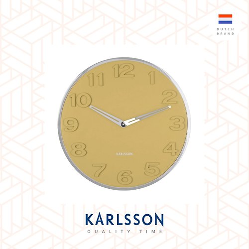 Ur Lifestyle 荷蘭Karlsson, wall clock New Original numbers yellow 凸數字