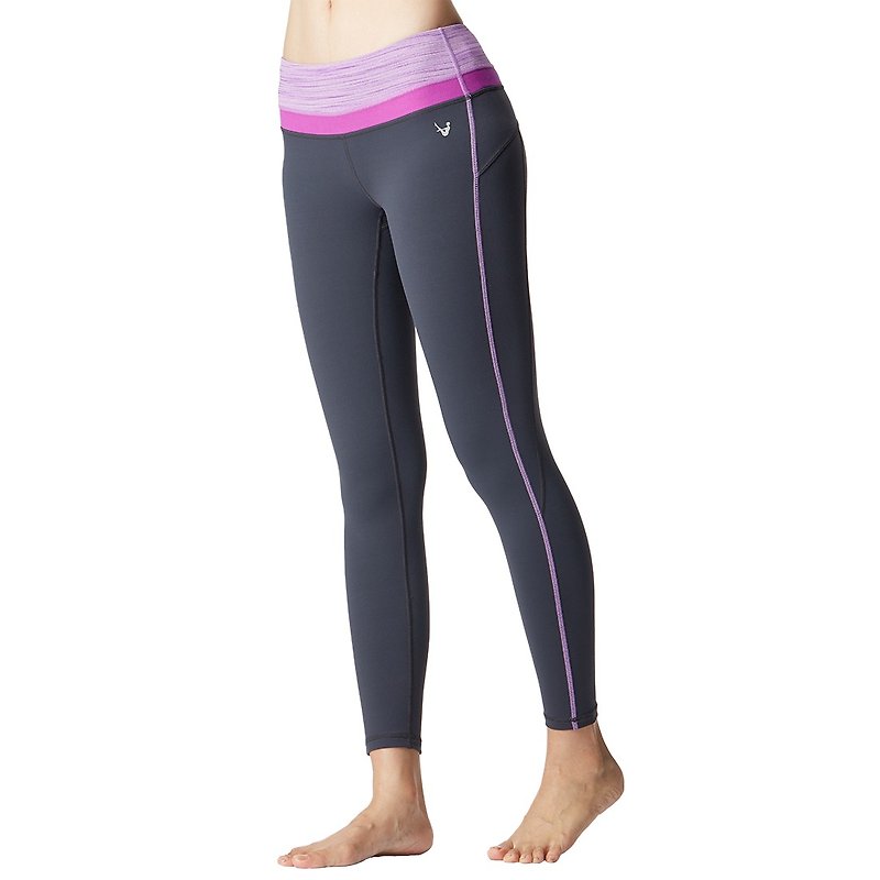 [MACACA] small hip slender yogi nine pants - ATE7542 iron gray / purple satin - กางเกงวอร์มผู้หญิง - ไนลอน สีม่วง