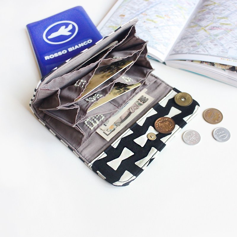 日本旅行 錢包 X 日幣分隔財布 - 黛結【限量手工製作】 - 長短皮夾/錢包 - 棉．麻 黑色