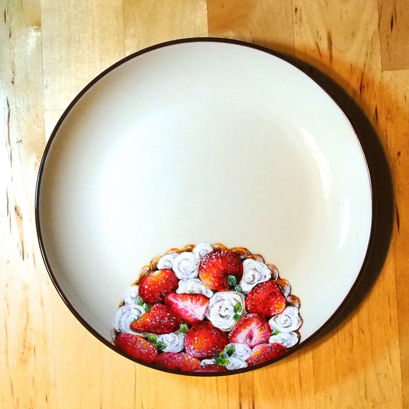 壁掛裝飾盤 / 點心盤系列－sweet 草莓塔 - 擺飾/家飾品 - 瓷 