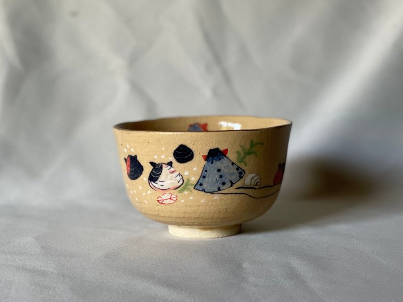 抹茶茶碗　貝の絵 - 碗 - 陶 橘色