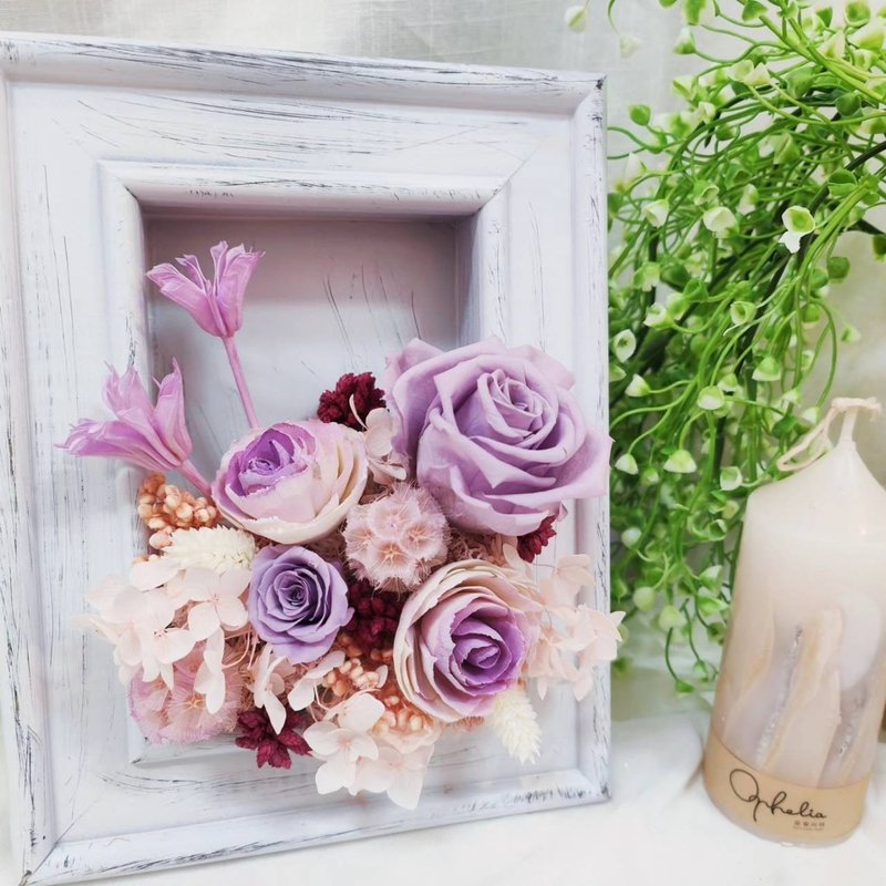 Everlasting fragrance diffuser flower frame decoration - pink and purple roses - Dried Flowers & Bouquets - Other Materials 