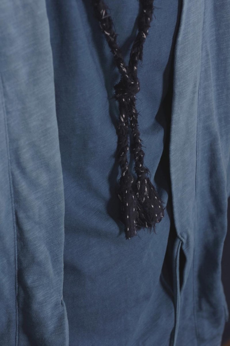 fete old blue dye indigo cloth hand-woven bracelet necklace - Necklaces - Cotton & Hemp Blue