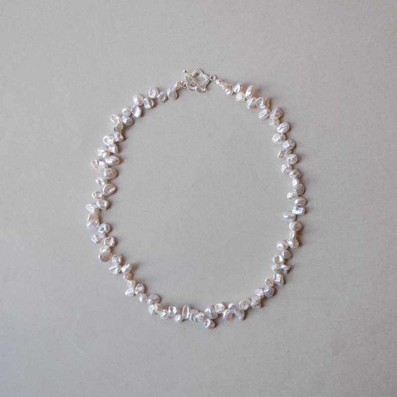 14KGF 米粒珍珠磁吸式手鍊 - 項鍊 - 其他金屬 白色