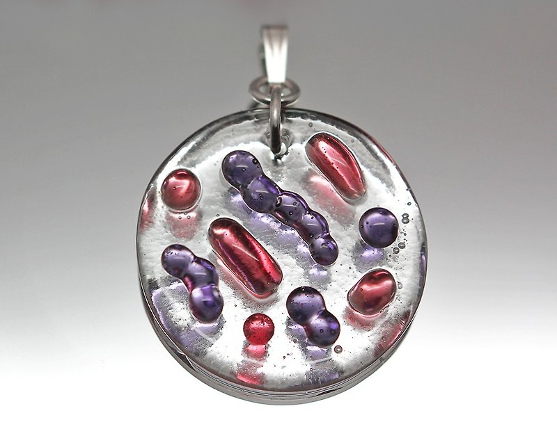 Bacteria necklace for women Gram stain Medical Science Microbiology jewelry - สร้อยคอ - แก้ว หลากหลายสี