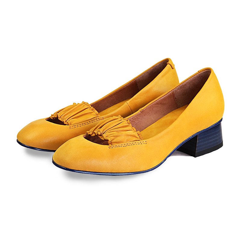 Ballerina W1070 Yellow Leather Pumps - 高踭鞋 - 真皮 橘色