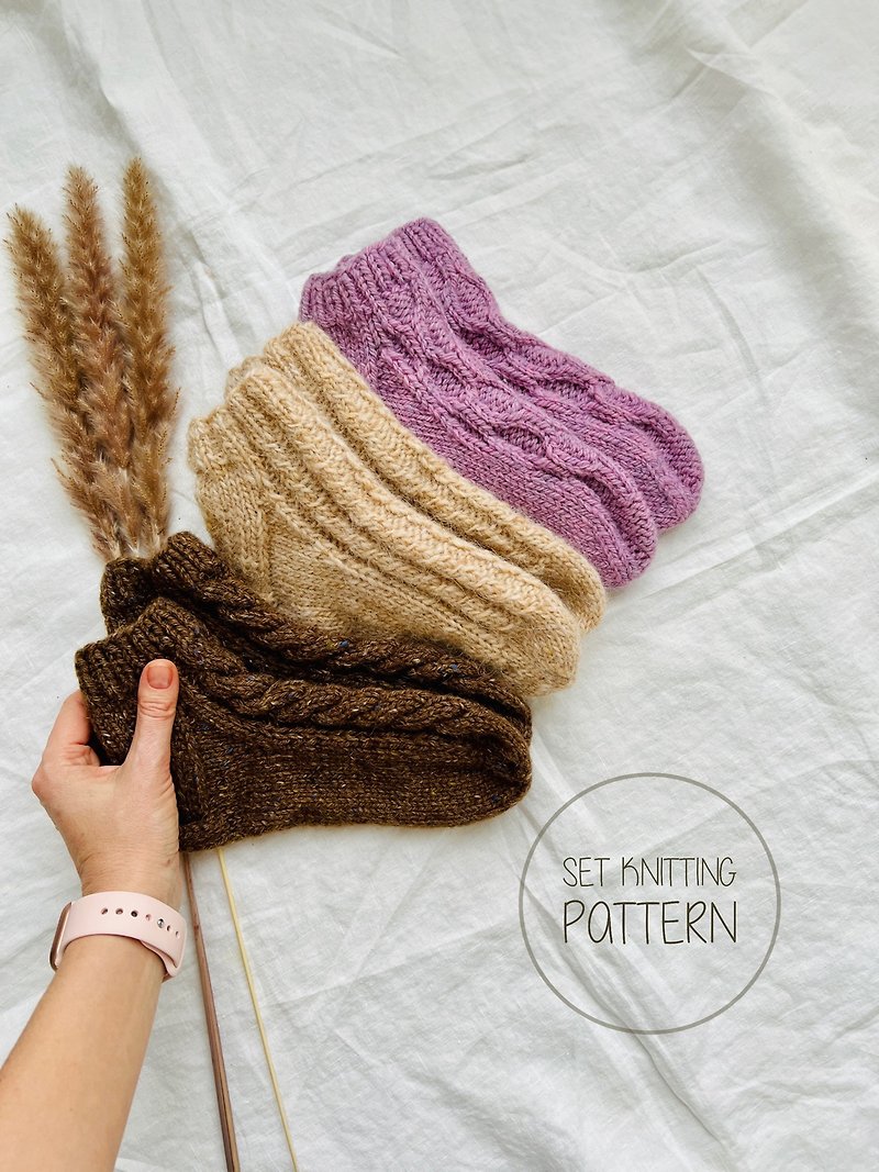 Set knitting pattern socks, PDF pattern, Digital pattern, Ankle socks Wool socks - Knitting, Embroidery, Felted Wool & Sewing - Wool Multicolor