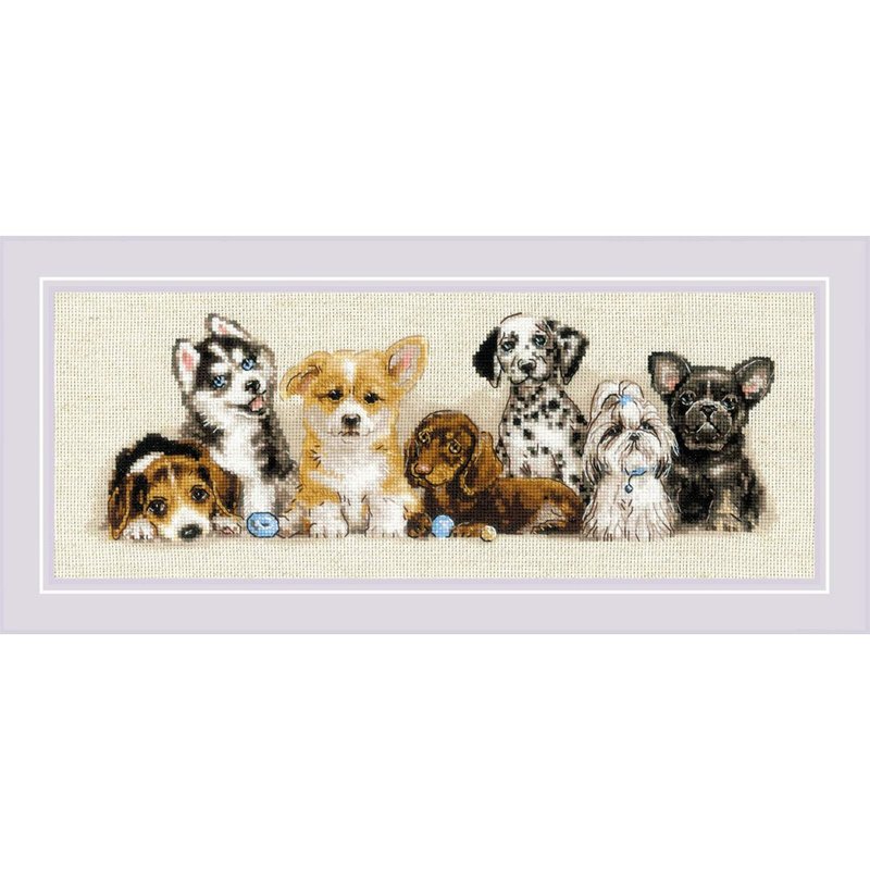 2221- RIOLIS cross stitch material pack- puppy - Knitting, Embroidery, Felted Wool & Sewing - Other Materials 