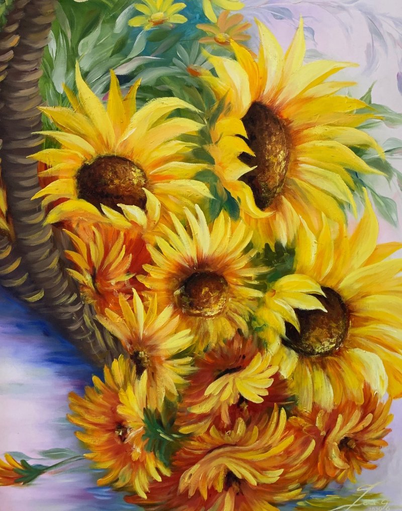 [Huang Yongfang] There are sunflowers on the basket - Posters - Pigment 