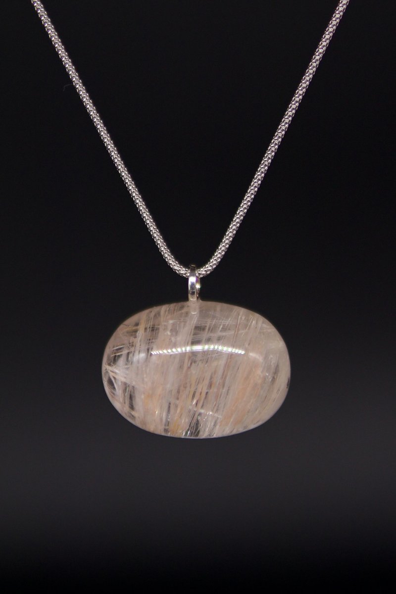 White Tourmaline White Crystal Pendant S925 Silver Necklace Protection - สร้อยคอ - คริสตัล 