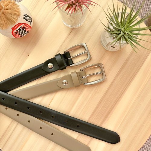 Zude Leather 柱的皮件 女款真皮皮帶 時尚方形帶頭 生日禮物/旅行用品/母親節禮物