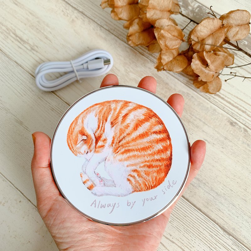 [Wireless Charging Plate] Customized portrait like face painting | Made in Taiwan | Provide photo drawing cat - ที่ชาร์จไร้สาย - โลหะ 
