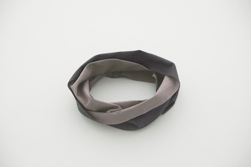 Snood Oo Wow Rosy brown x Slate gray S size - Scarves - Cotton & Hemp 