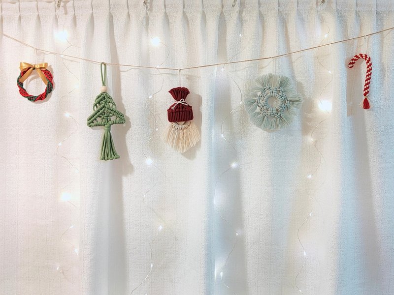 macrame Christmas ornaments/Christmas decoration/Christmas/Exchange gifts/(5 pieces/set) - ของวางตกแต่ง - ผ้าฝ้าย/ผ้าลินิน 