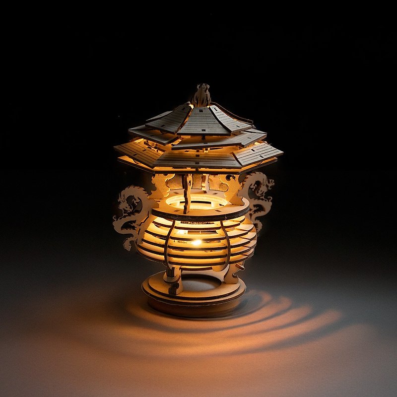 [DIY handmade] Tiangong furnace night light assembly model - Wood, Bamboo & Paper - Wood Khaki