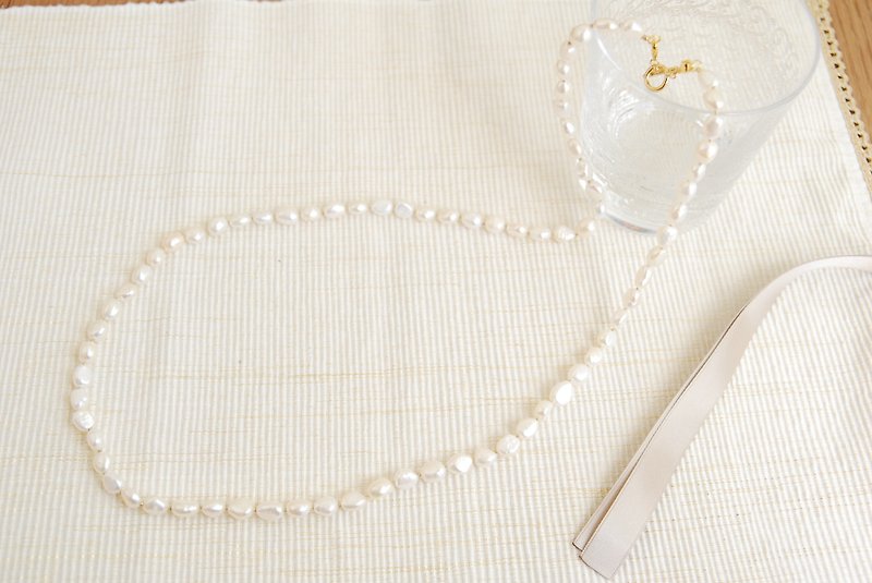 White Baroque Pearl Necklace 2waytype - Necklaces - Gemstone White
