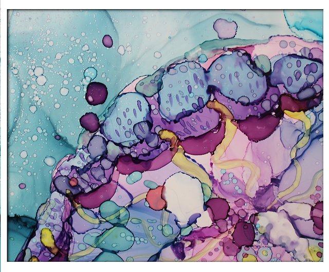 Original Alcohol Ink Abstract Painting | Over the Sea | 12x6