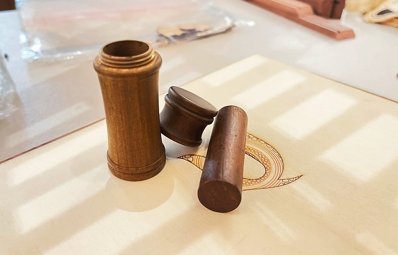 木頭 印章/印台 - 竹筒型木製印章
