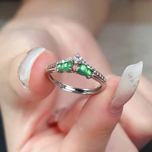 瓔珞珠寶盒 E.L.Jewelry Box 【福祿】冰綠葫蘆翡翠戒指 925純銀 | 天然緬甸玉翡翠A貨| 送禮