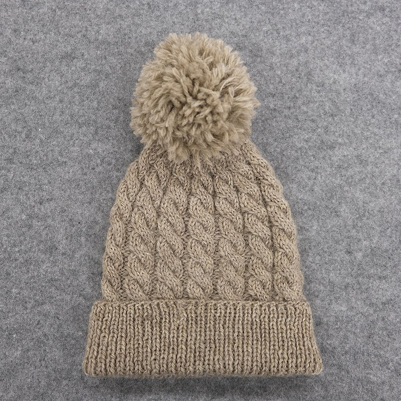 Hand knitted hat /  Baby alpaca - Hats & Caps - Wool Khaki