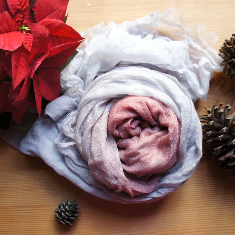 Vegetable dyes wool scarf - tell - Scarves - Wool Pink