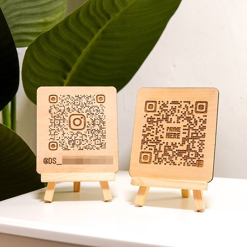 [カスタマイズ] 小さな木製フレーム付き QR コード木製サイン | レーザー彫刻された木材 - ウォールデコ・壁紙 - 木製 