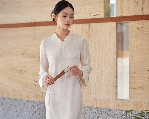 初蟬 芊芊 新中式醋酸茶服改良旗袍洋裝