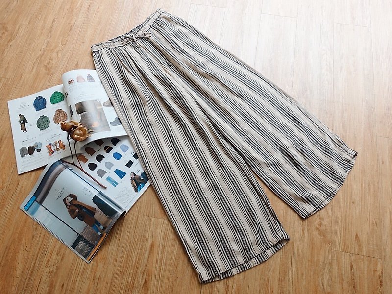 Vintage under / wide pants no.129 - Women's Pants - Cotton & Hemp Multicolor