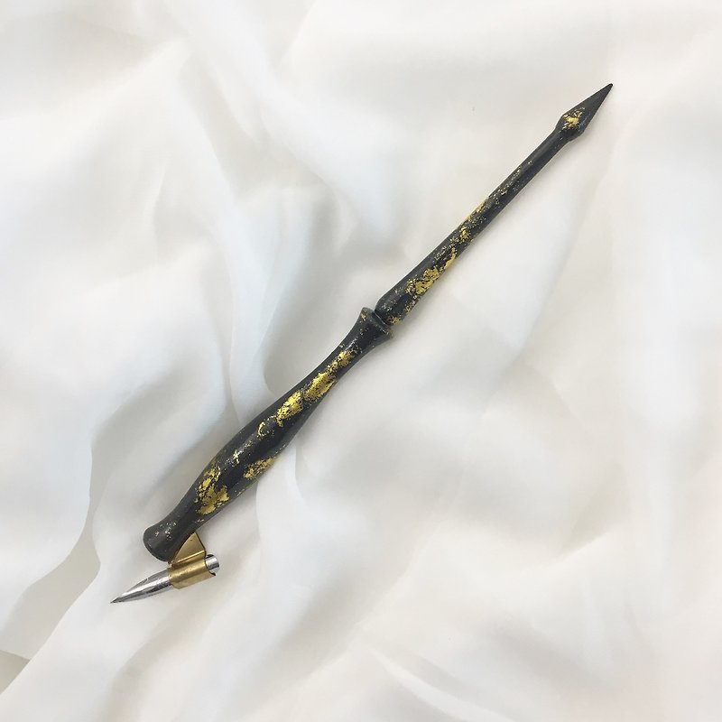 英語書道ディップインクペンマジックウォーモデルブラックゴールド - その他のペン - 木製 ブラック