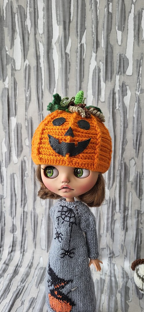 NikiDollsToys Blythe halloween hat. Blythe autumn hat. Blythe hat pumpkin.